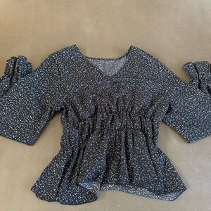 Black and white patterned cross long sleeve